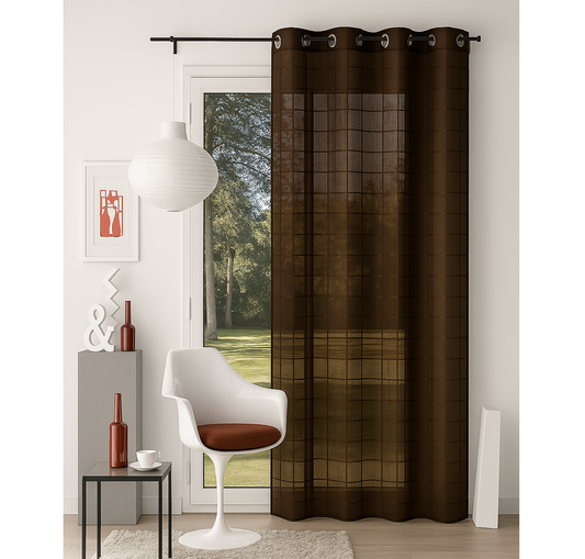 ✅ VOILAGE MOTIF RECTANGLE MARRON L140 x H260 cm