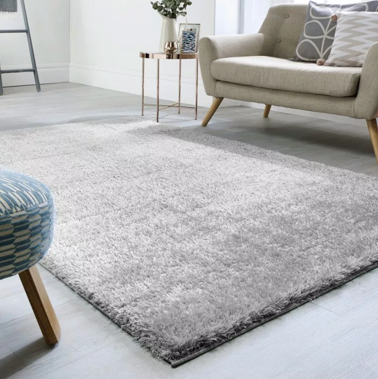✅ TAPIS SHAGGY UNI GRIS (Dimensions: 1m x 2m)