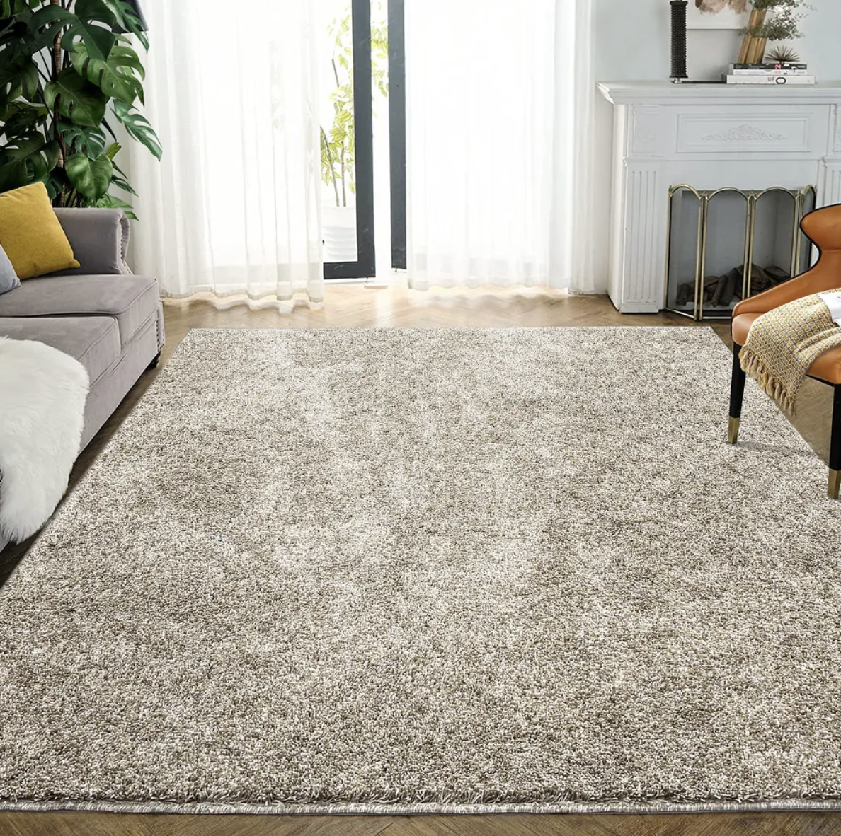 ✅ TAPIS SHAGGY UNI BISON (Dimensions: 1m x 2m)