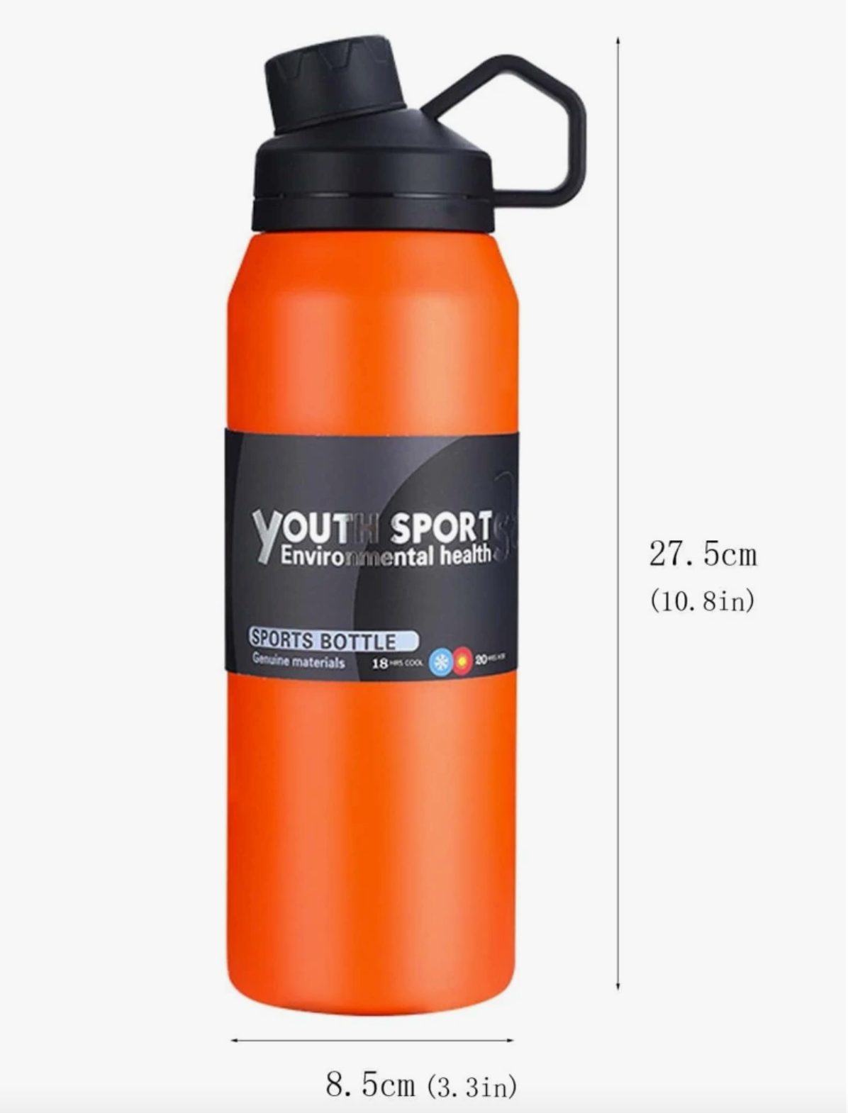 ✅ 01 Gourde SPORT ISOTHERME en Acier Inoxydable (Choisissez votre couleur!)
