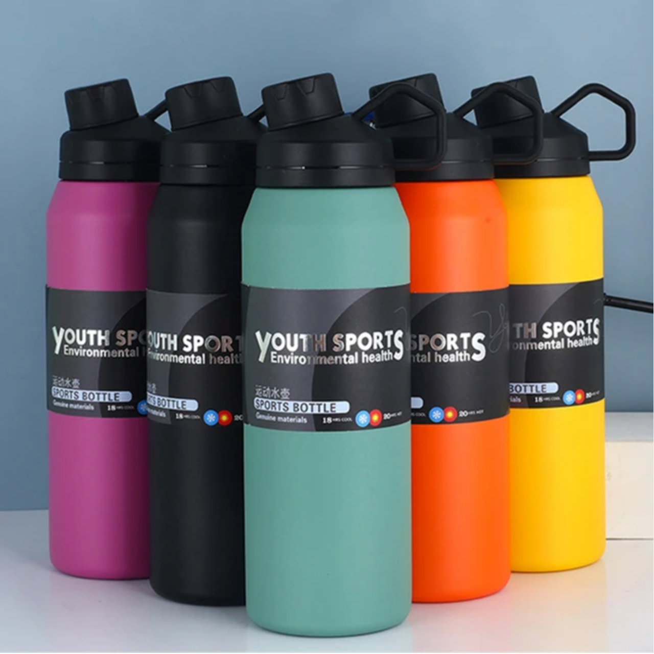 ✅ 01 Gourde SPORT ISOTHERME en Acier Inoxydable (Choisissez votre couleur!)