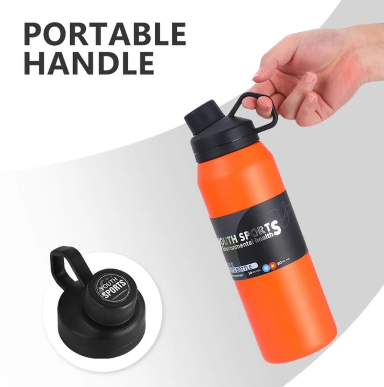 ✅ 01 Gourde SPORT ISOTHERME en Acier Inoxydable (Choisissez votre couleur!)