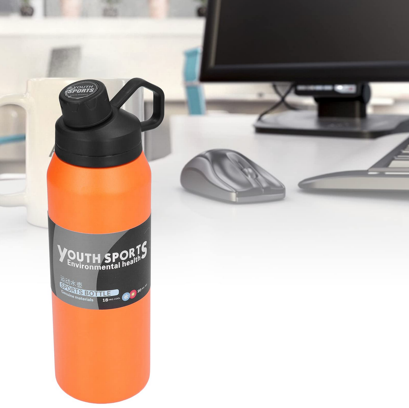 ✅ 01 Gourde SPORT ISOTHERME en Acier Inoxydable (Choisissez votre couleur!)