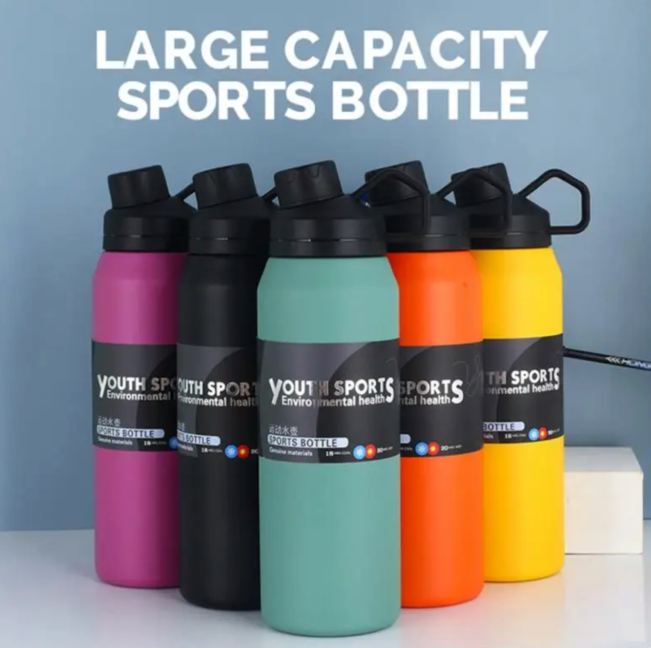 ✅ 01 Gourde SPORT ISOTHERME en Acier Inoxydable (Choisissez votre couleur!)