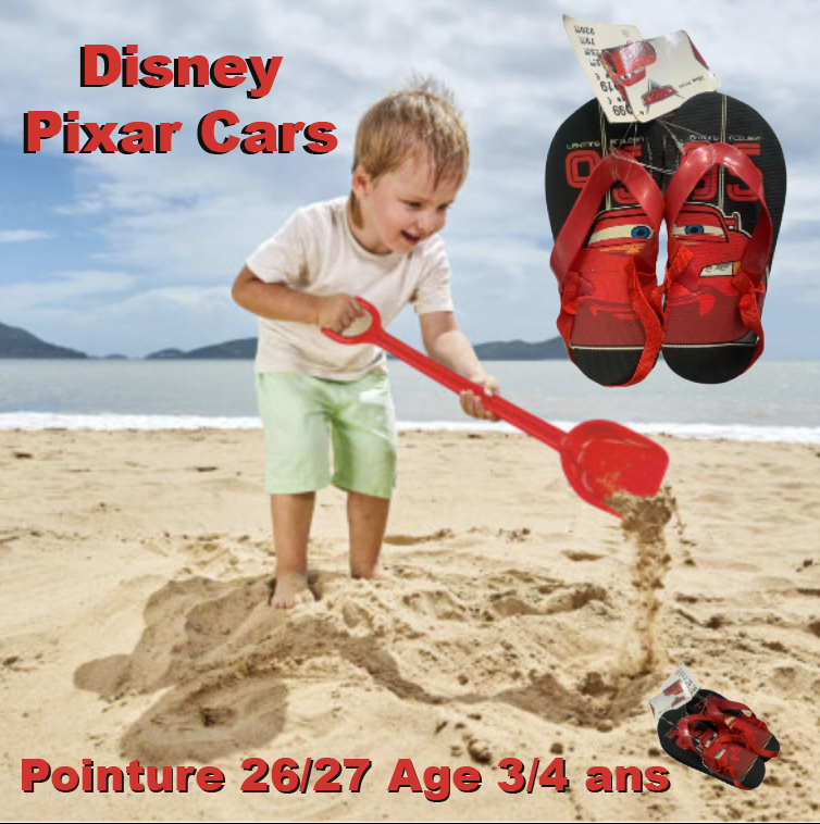 LOT DE 50 Tongs pour garçons Disney Pixar Cars Lightning McQueen Promo (Pointure 26/27, Age 3/4 ans)