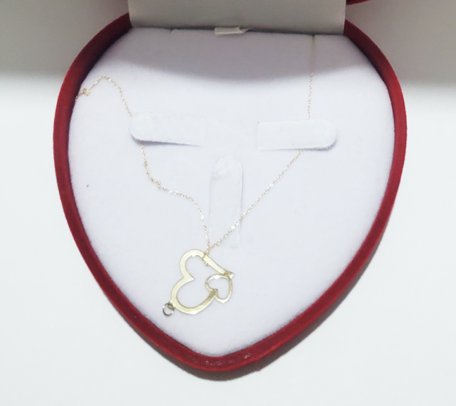 COLLIER EN OR 18 CARRATS "DOUBLE COEUR"