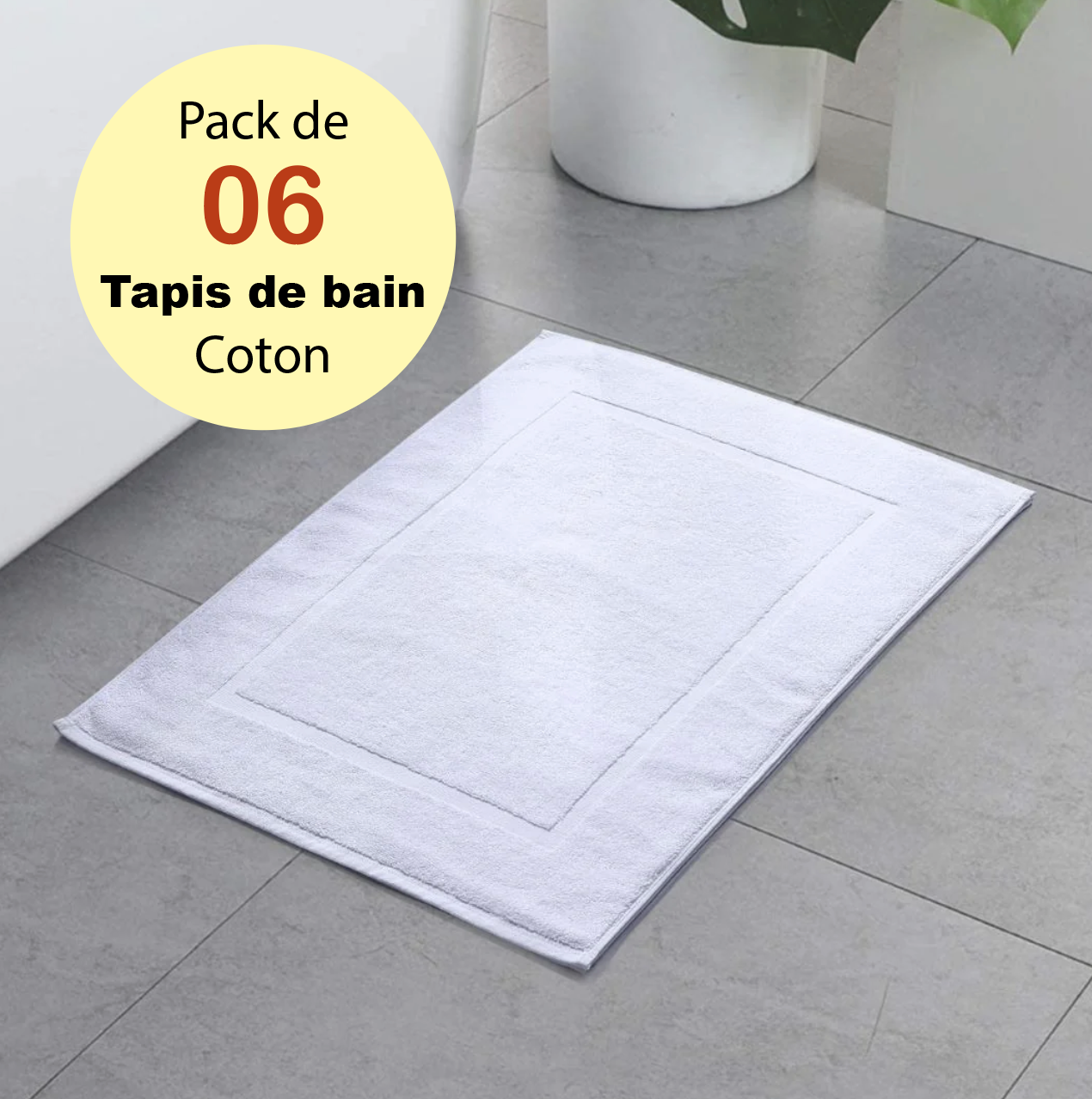 ✅ Pack de 06 Tapis de Bain en Coton