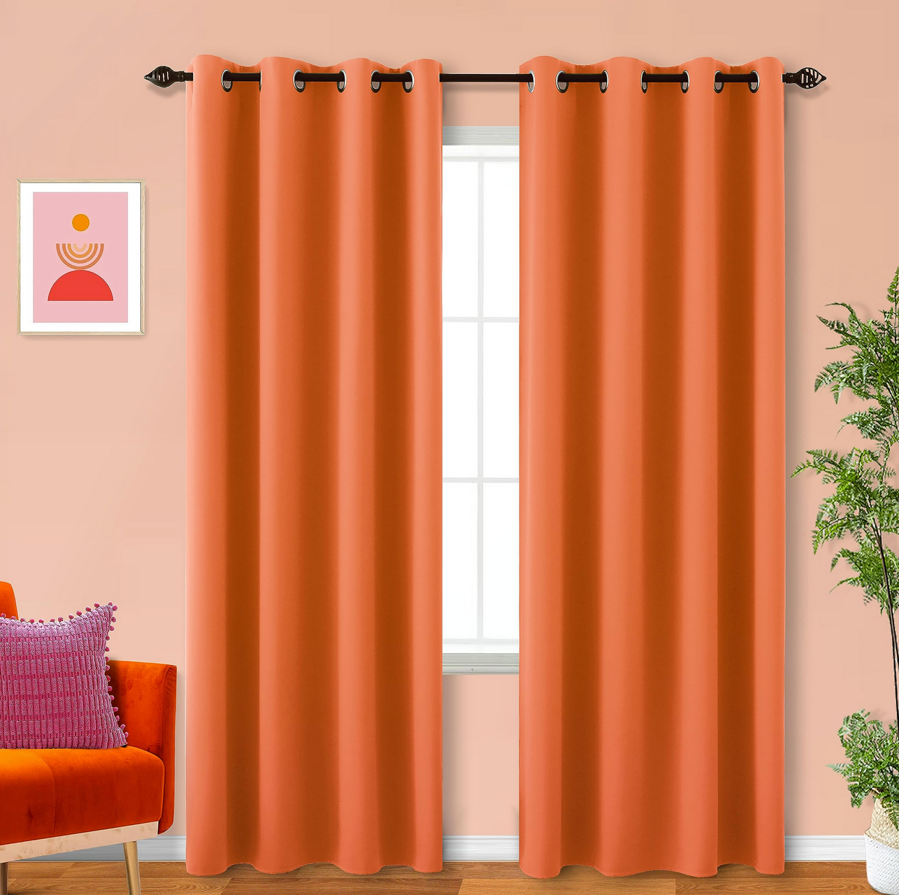 ✅ RIDEAU 100% OCCULTANT "LUXOR" L140 x H260 cm (ORANGE)