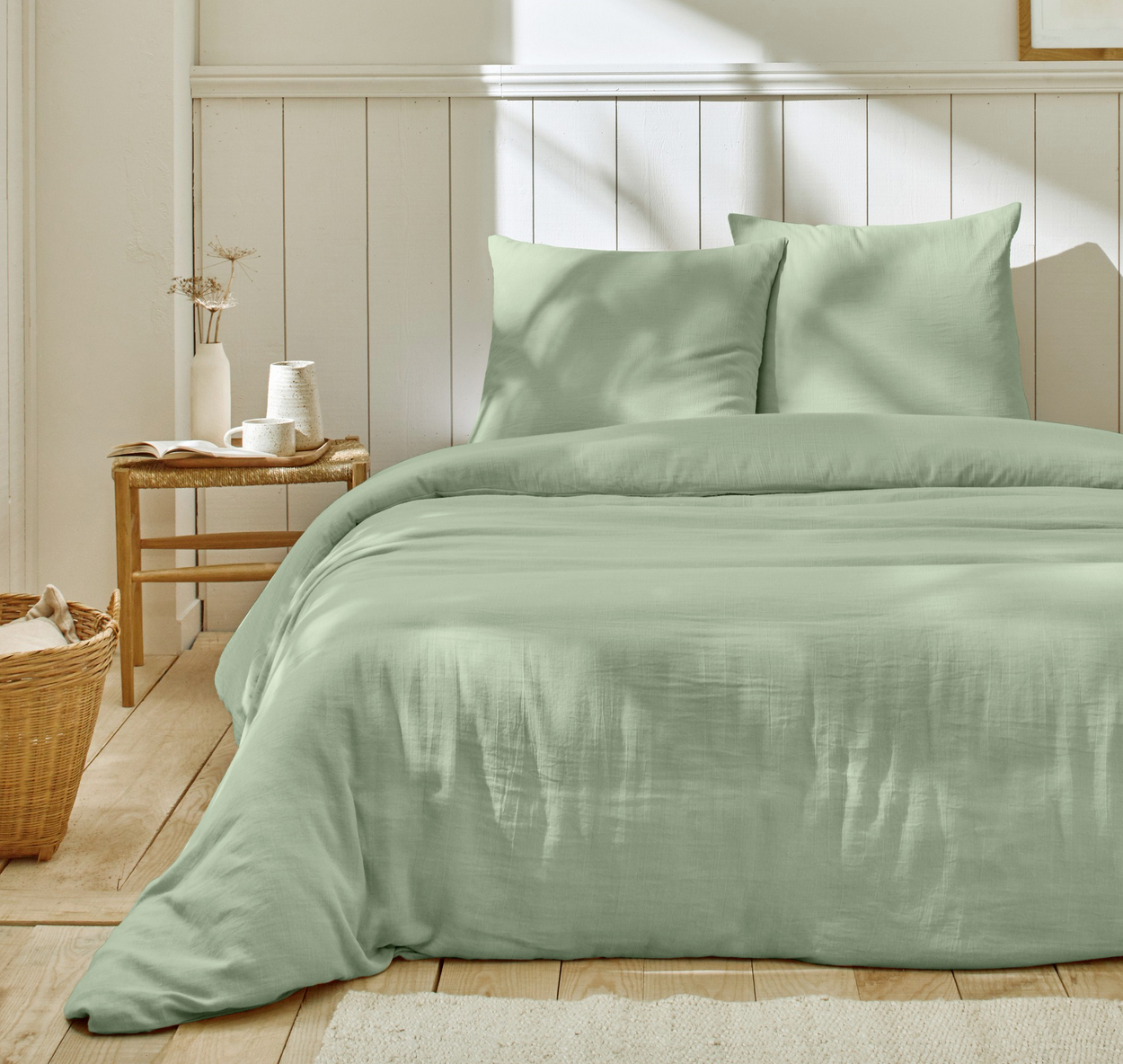 PACK DRAPS PLAT+2 TAIES+ COUETTES COULEUR (220cmx240cm)