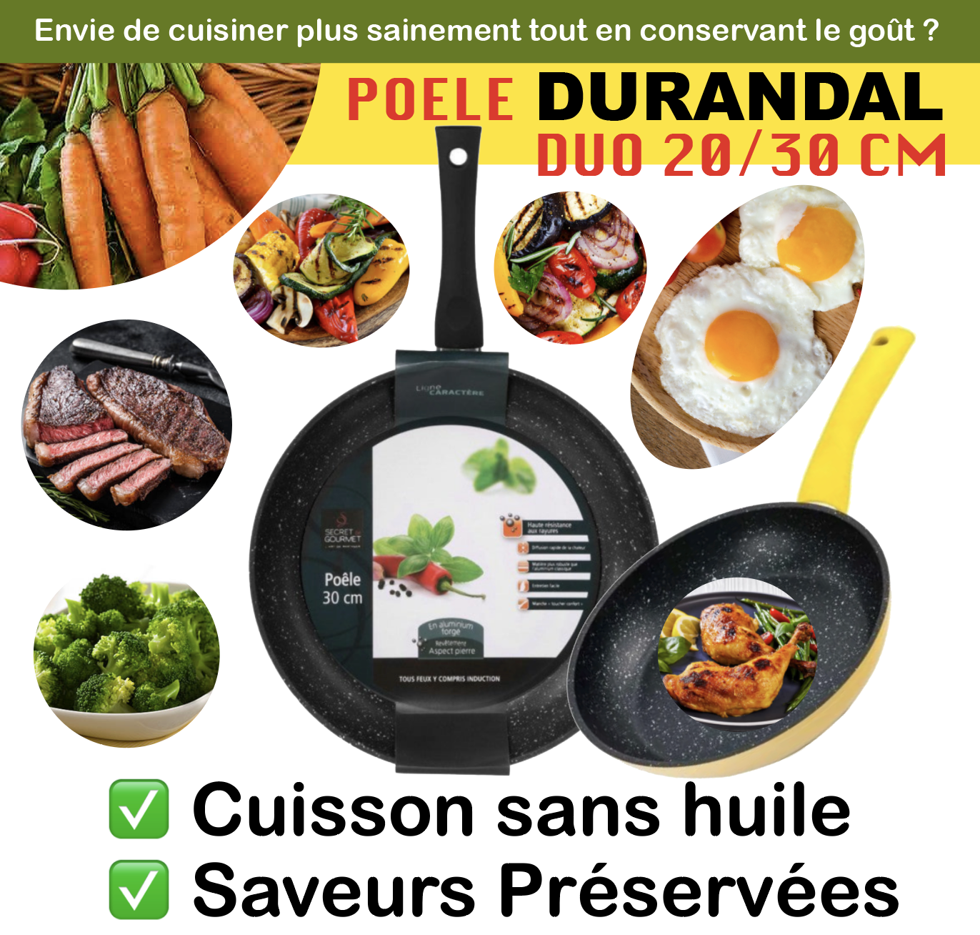 ✅ Duo de Poêles "Maîtrise & Saveurs"
