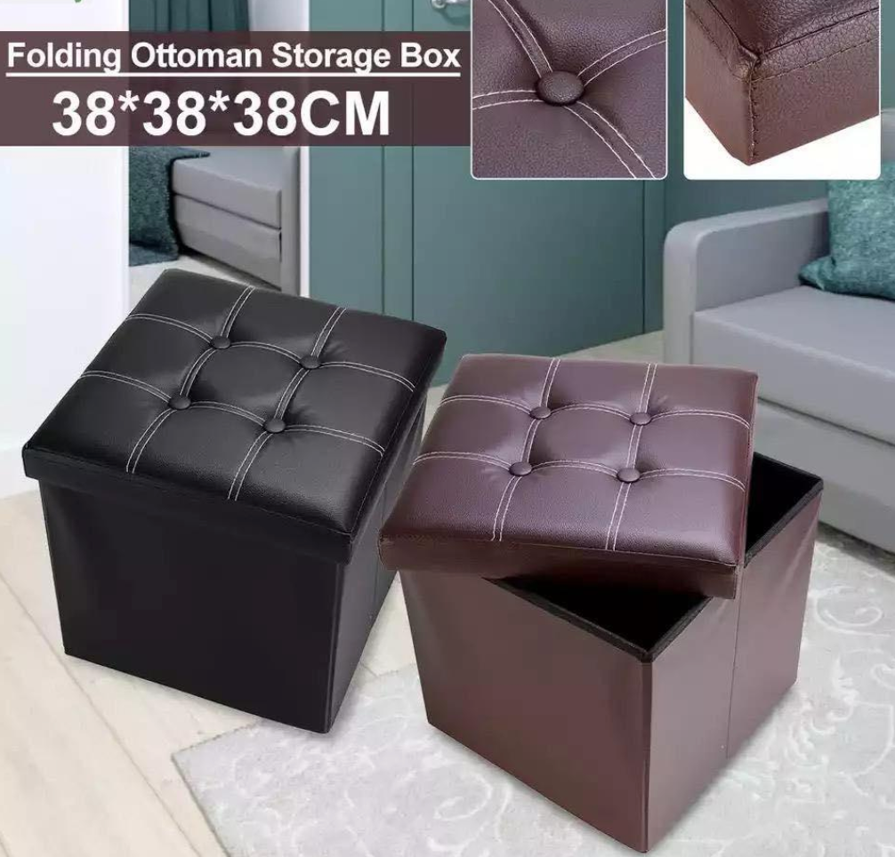 ✅ POUF DE RANGEMENT PLIABLE 38x38x38 CM (Disponible en Noir et Marron)