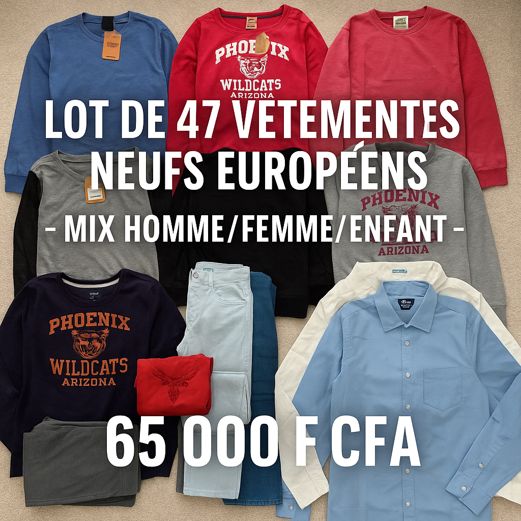 ✅ Super Lot 47 Vêtements Neufs – 65 000 F seulement !