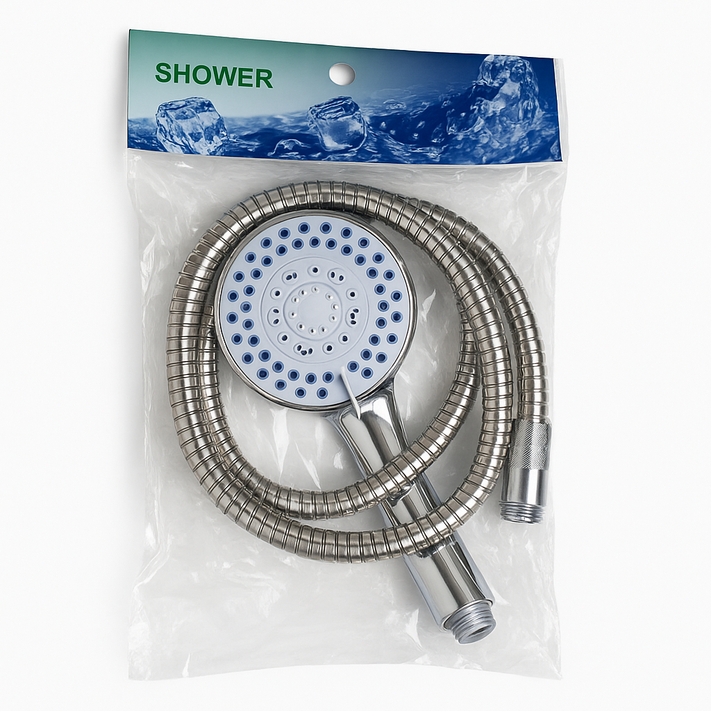 ✅ 01 Carton de 60 Kits Pommeau de Douche + Flexible – Vente en Gros (1250 F cfa)