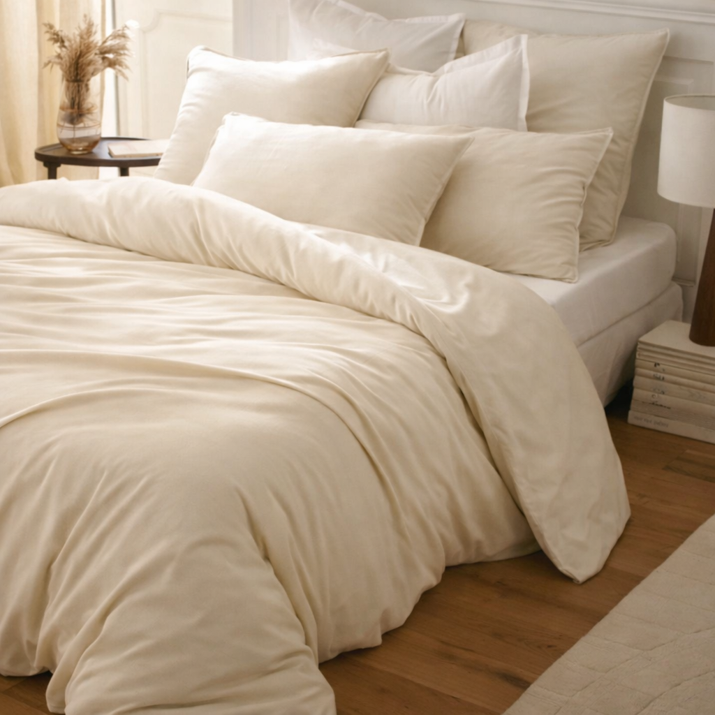 PACK DRAPS PLAT+2 TAIES+ COUETTES COULEUR (220cmx240cm)