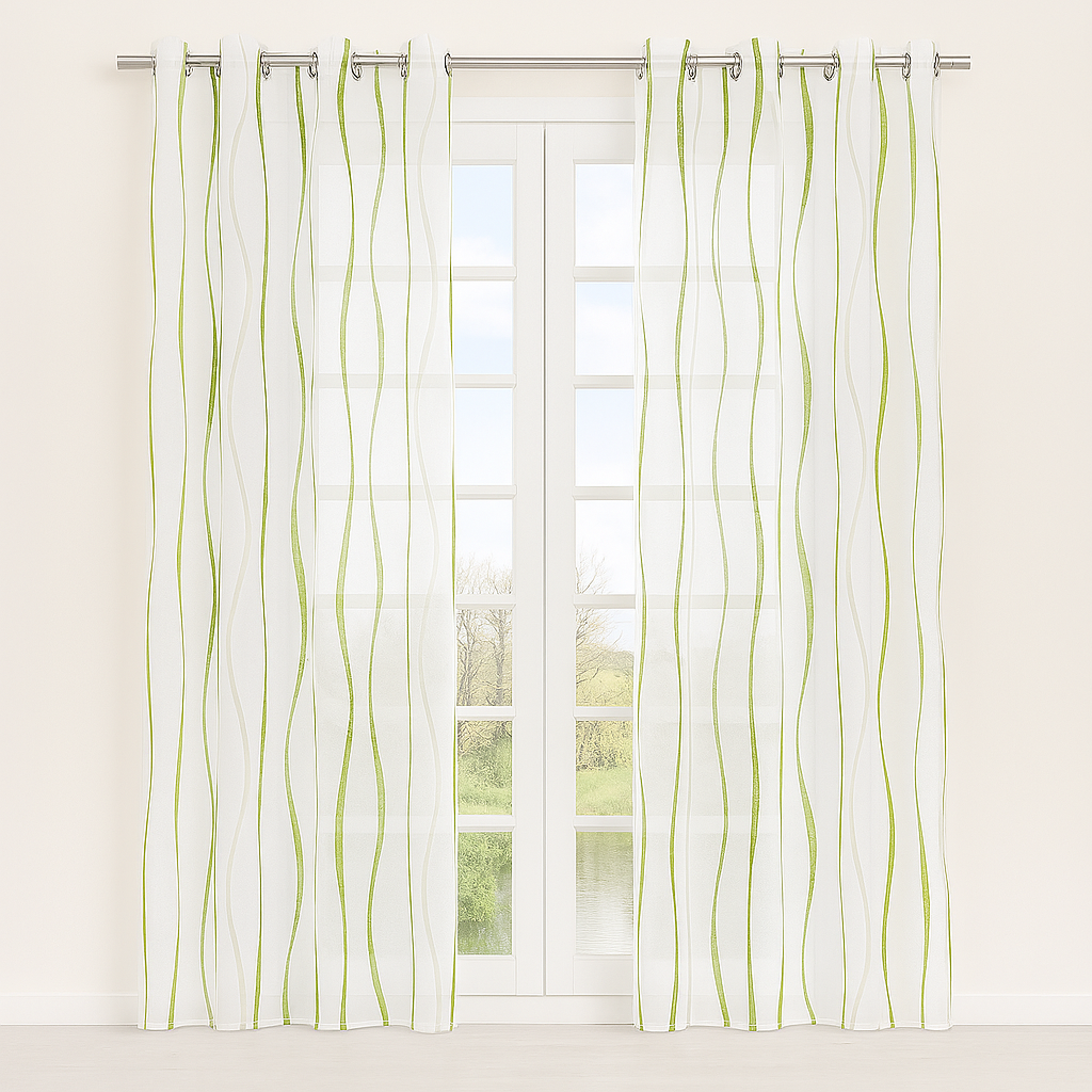 ✅ VOILAGE MOTIF VAGUE VERT L140 x H240 cm
