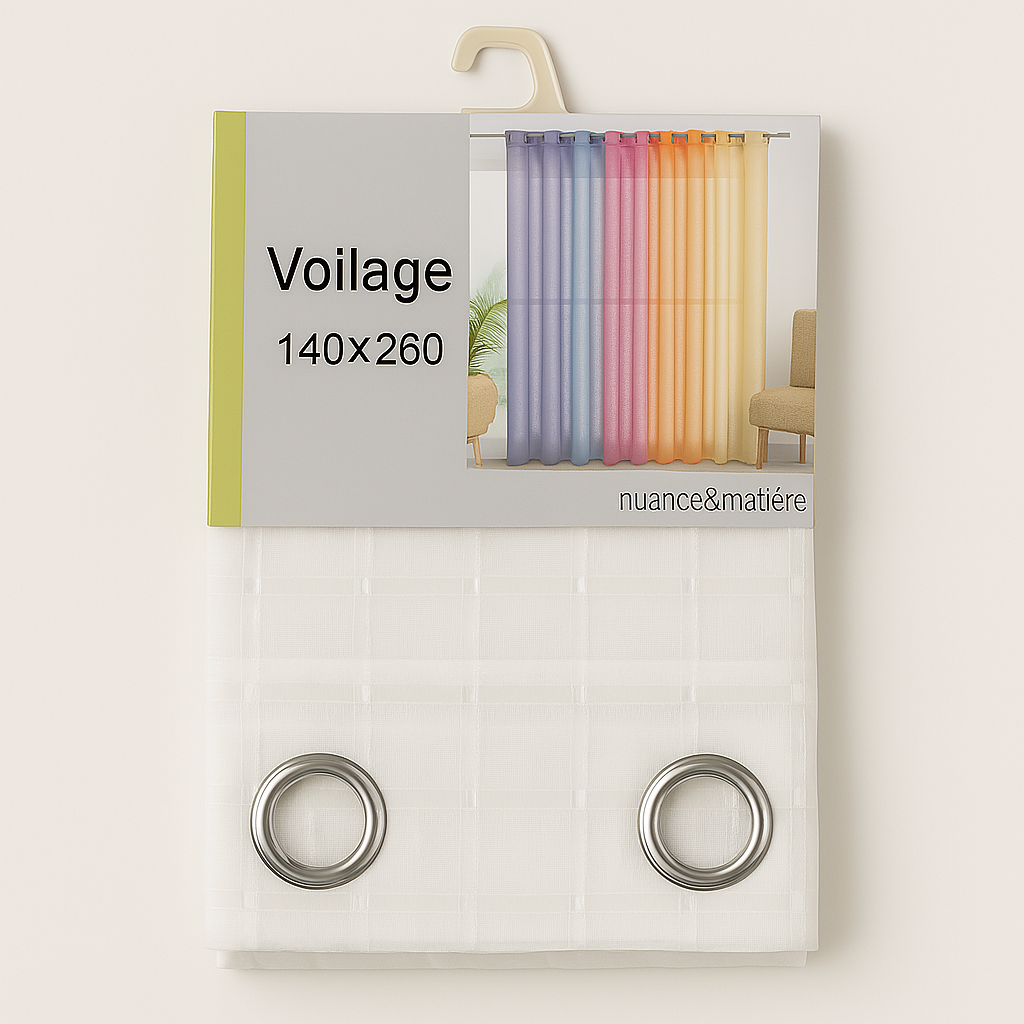 ✅ VOILAGE MOTIF RECTANGLE BLANC L140 x H240 cm