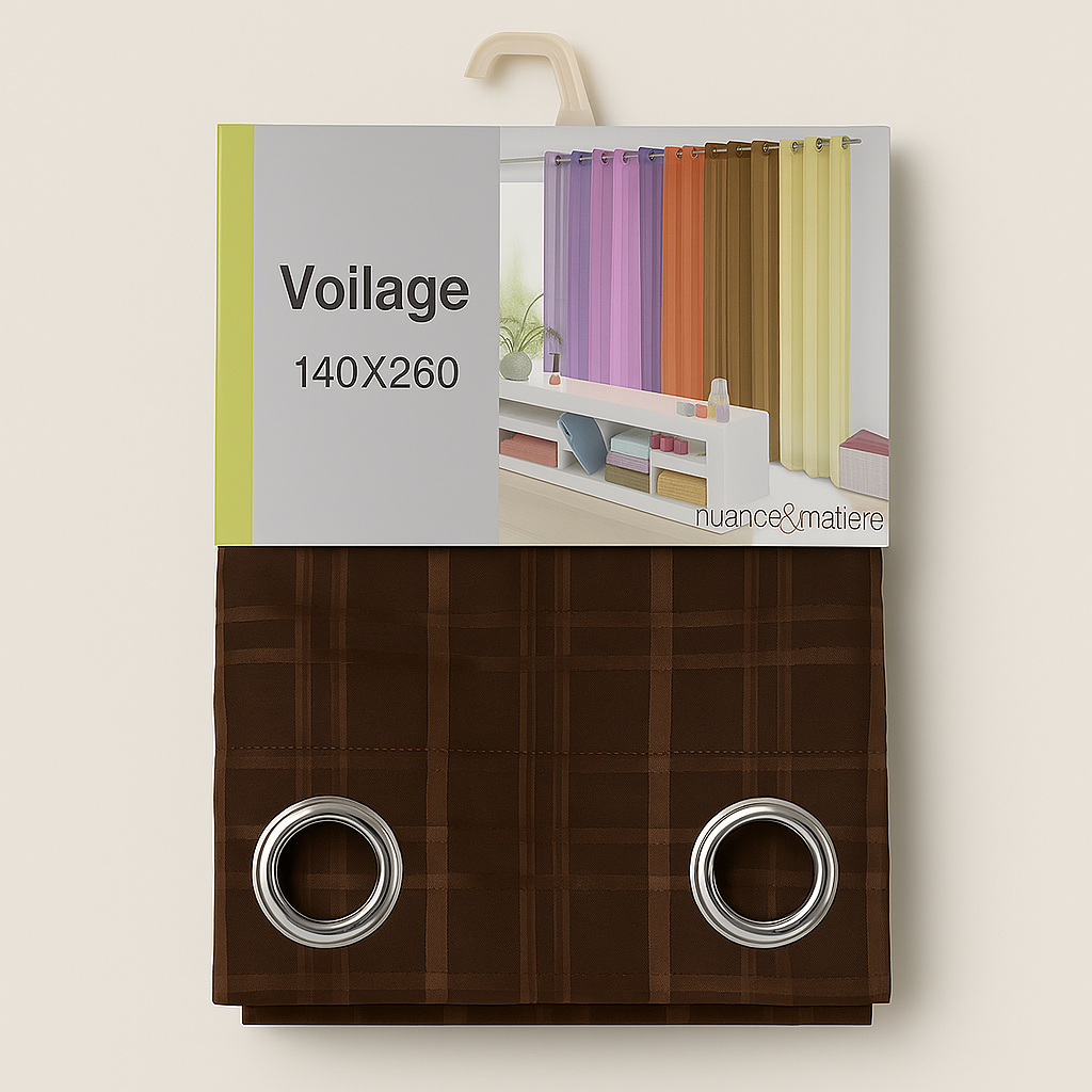 ✅ VOILAGE MOTIF RECTANGLE MARRON L140 x H260 cm