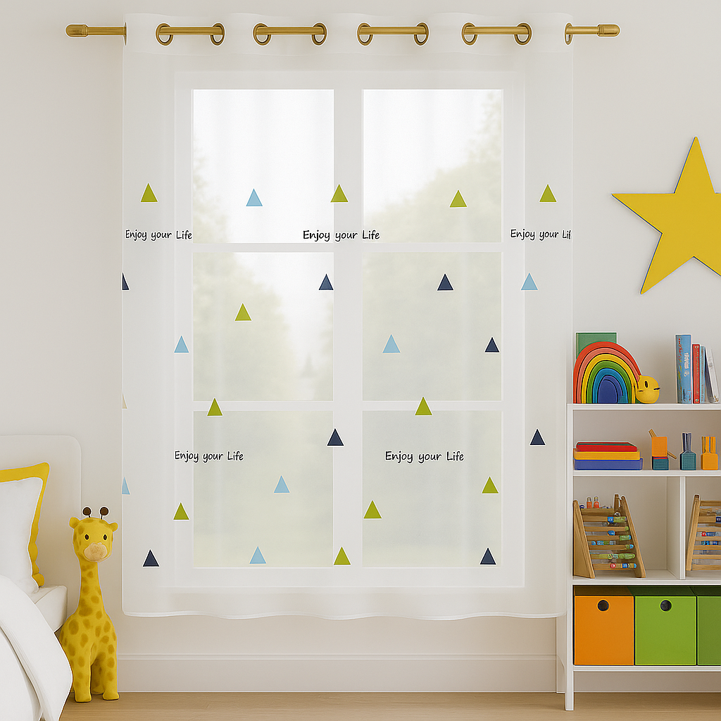 ✅ VOILAGE BLANC "ENJOY YOUR LIFE" L140 x H260 cm