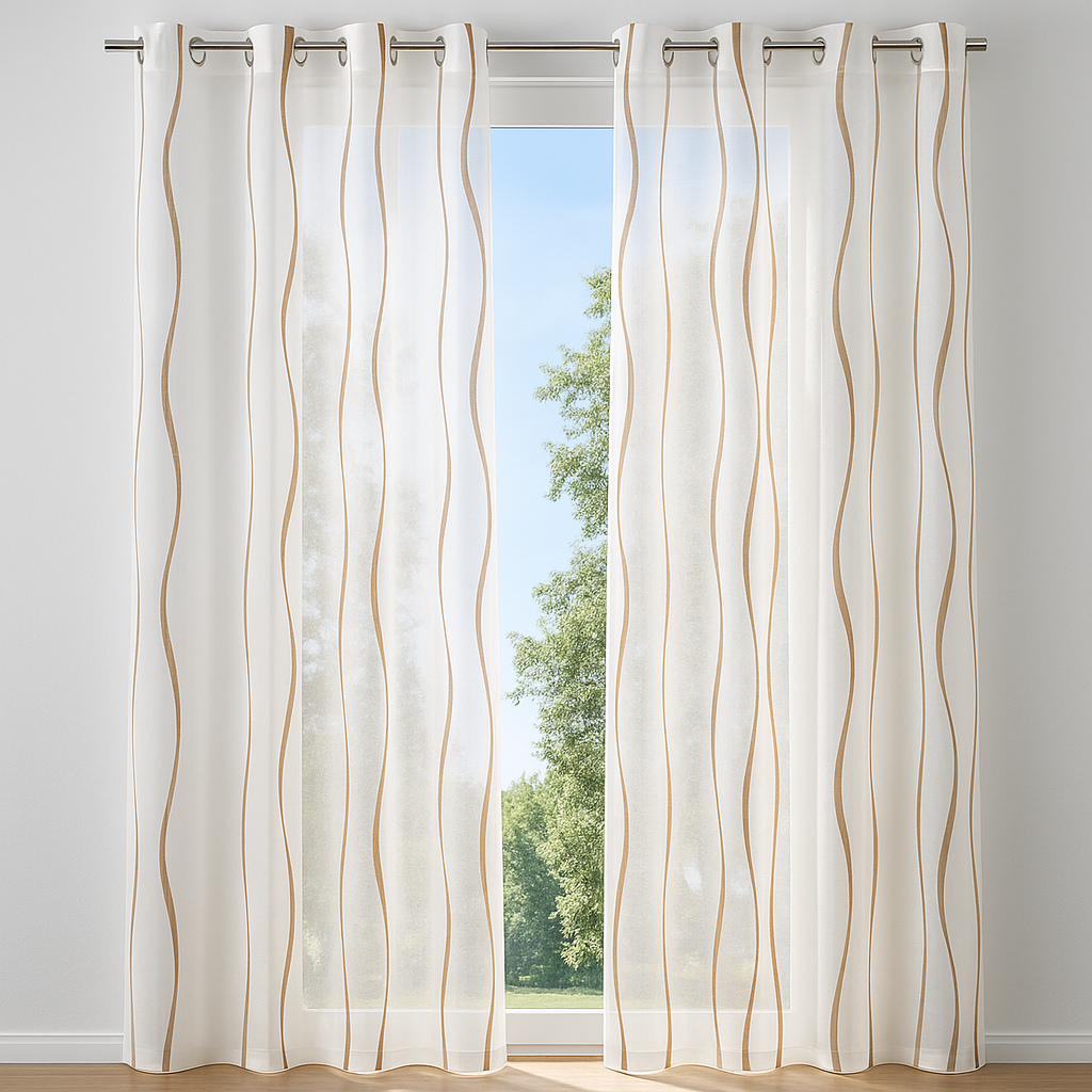 ✅ VOILAGE MOTIF VAGUE BEIGE L140 x H240 cm