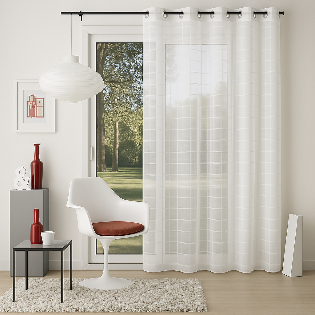 ✅ VOILAGE MOTIF RECTANGLE BLANC L140 x H240 cm