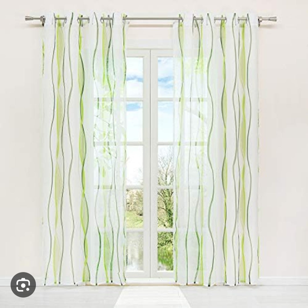 ✅ VOILAGE MOTIF VAGUE VERT L140 x H240 cm