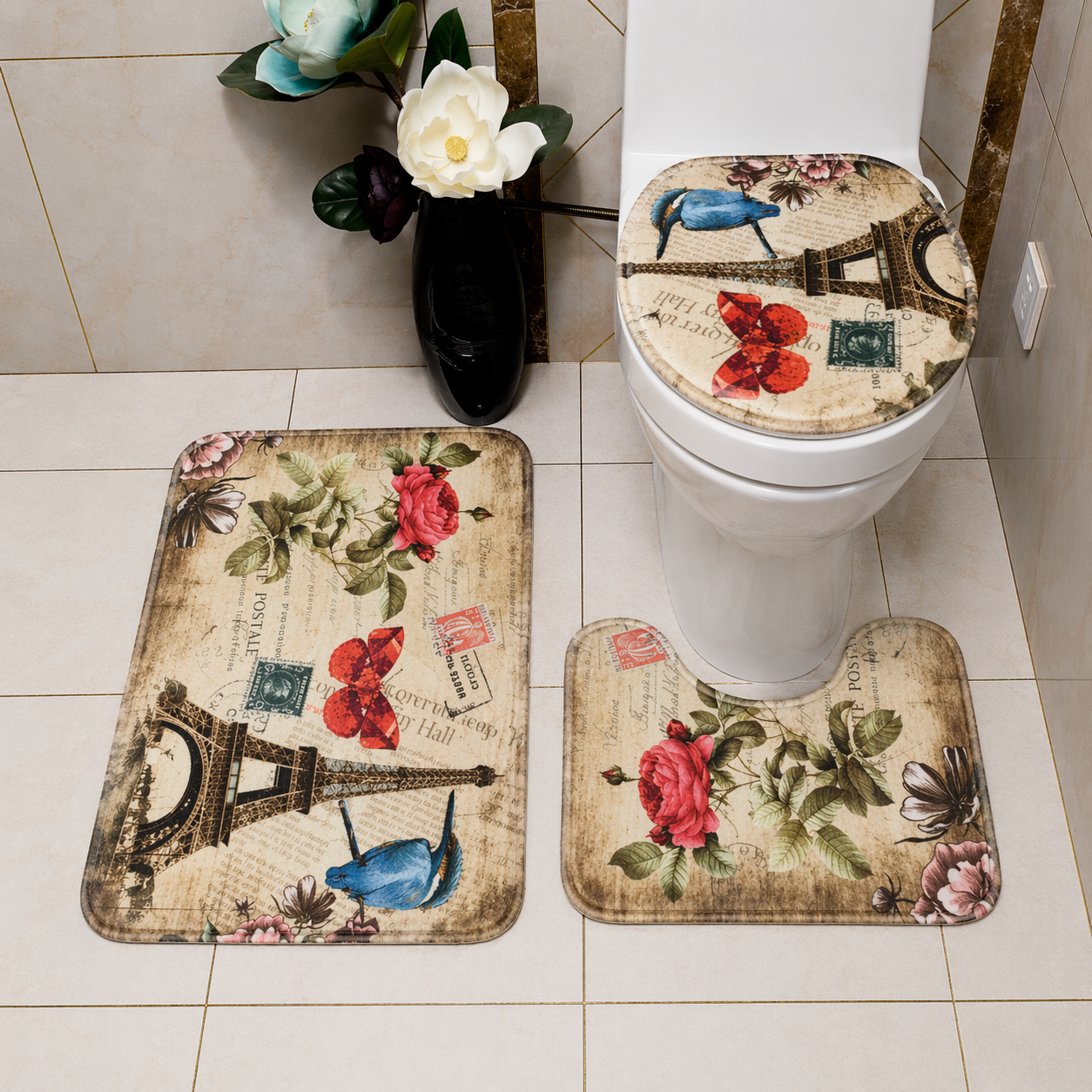 ✅ SET DE 03 PC TAPIS SALLE DE BAIN