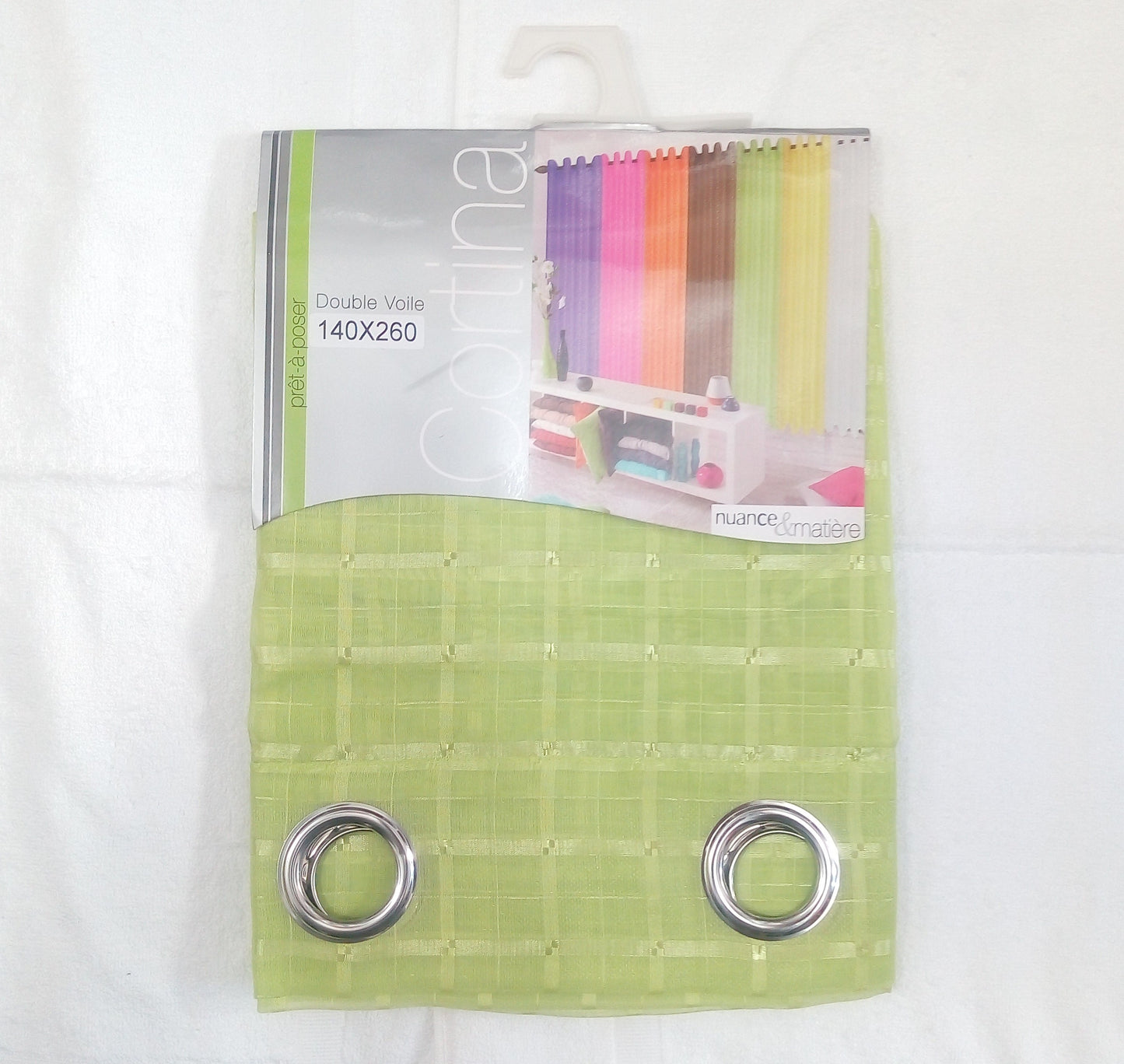✅ VOILAGE MOTIF RECTANGLE VERT L140 x H260 cm