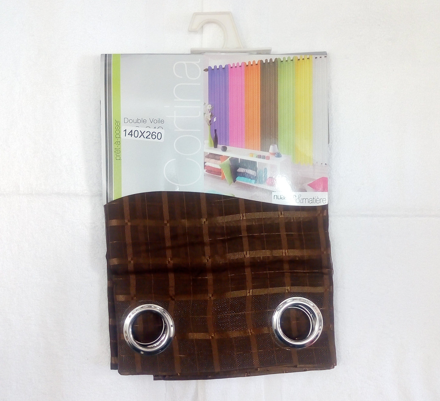 ✅ VOILAGE MOTIF RECTANGLE MARRON L140 x H260 cm