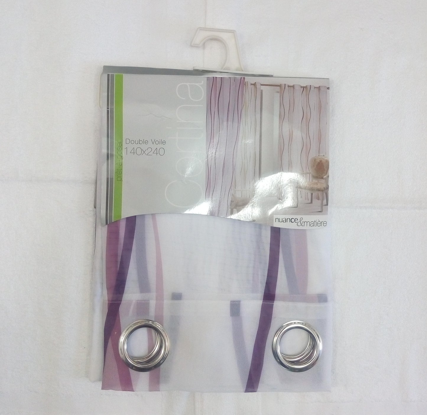✅ VOILAGE MOTIF VAGUE VIOLET L140 x H240 cm