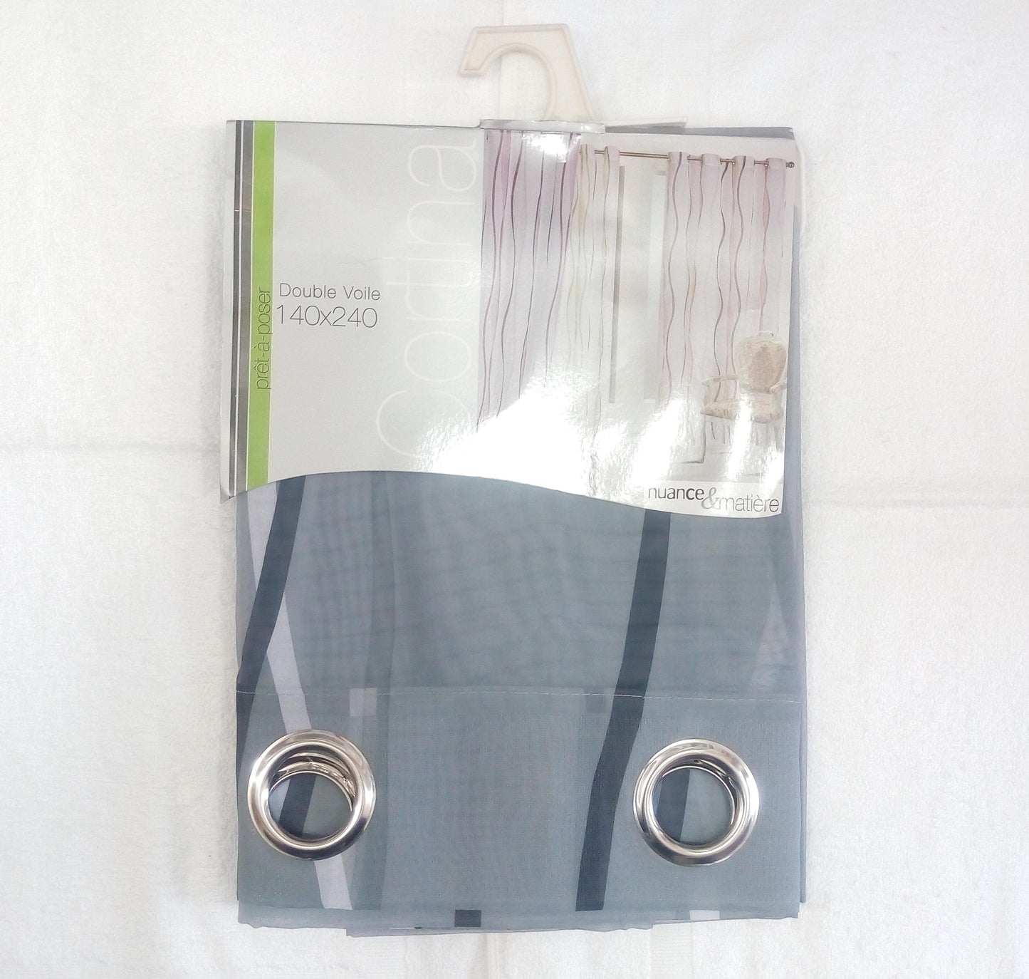 ✅ VOILAGE MOTIF VAGUE GRIS L140 x H240 cm