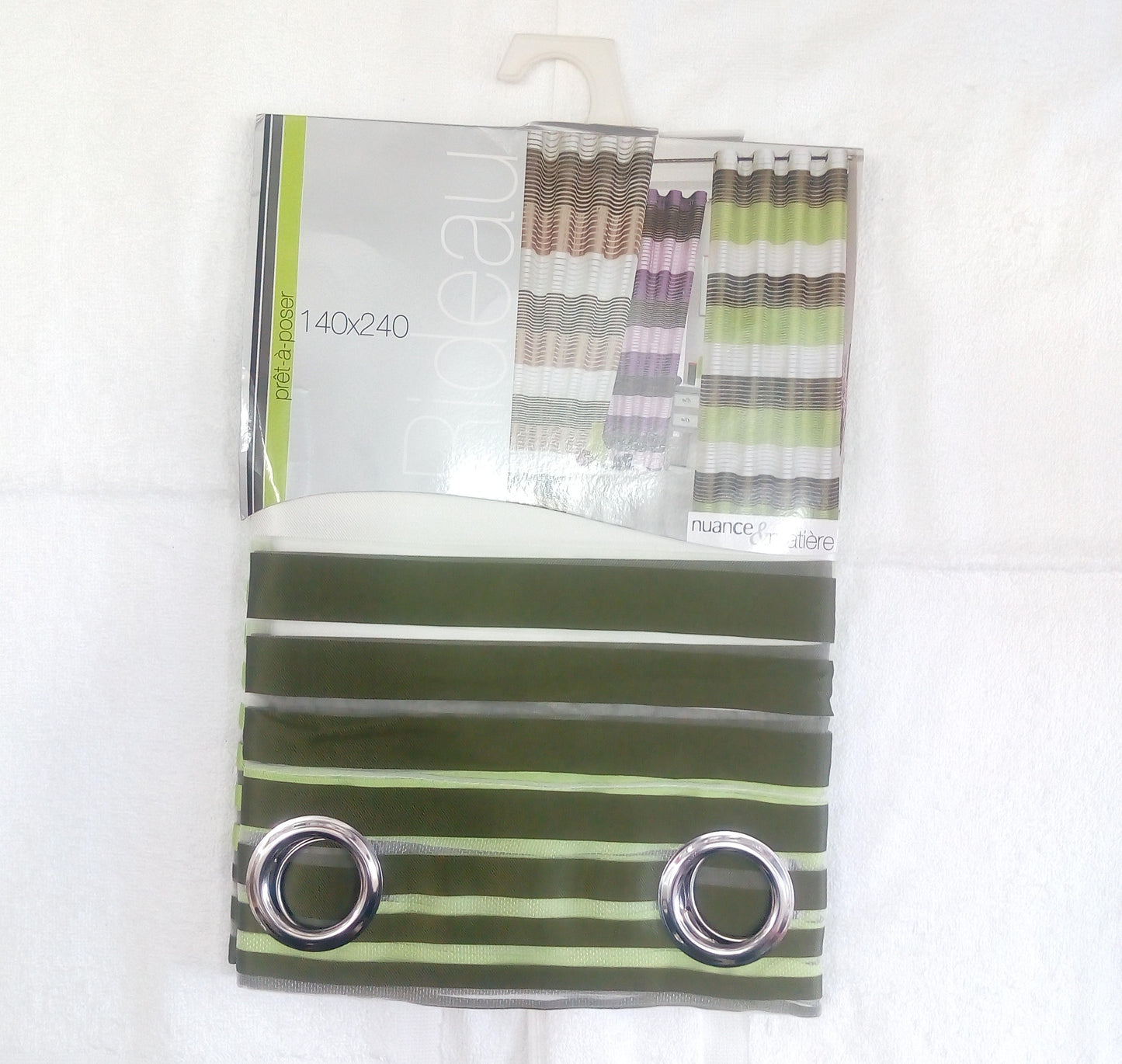 ✅ VOILAGE RAYURE VERT/BLANC L140 x H260 cm