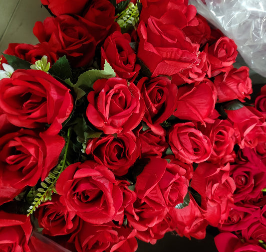 ✅ Bouquet de 30 roses artificielles rose rouge
