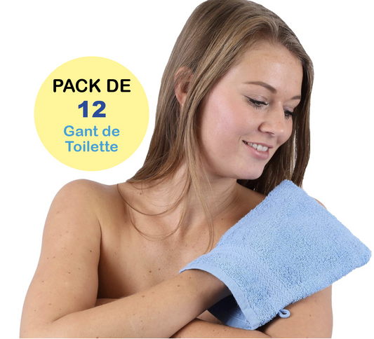 ✅ Pack de 12 Gants de Toilette Ultra Doux (21 cm x 15 cm)