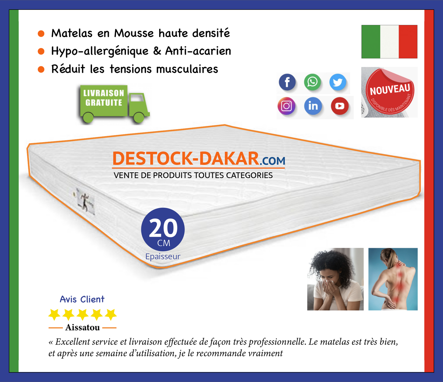 ✅ Matelas Confortable : 140 cm x 190 cm