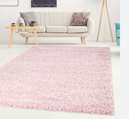 ✅ TAPIS SHAGGY UNI ROSE (Dimensions: 1m x 2m)