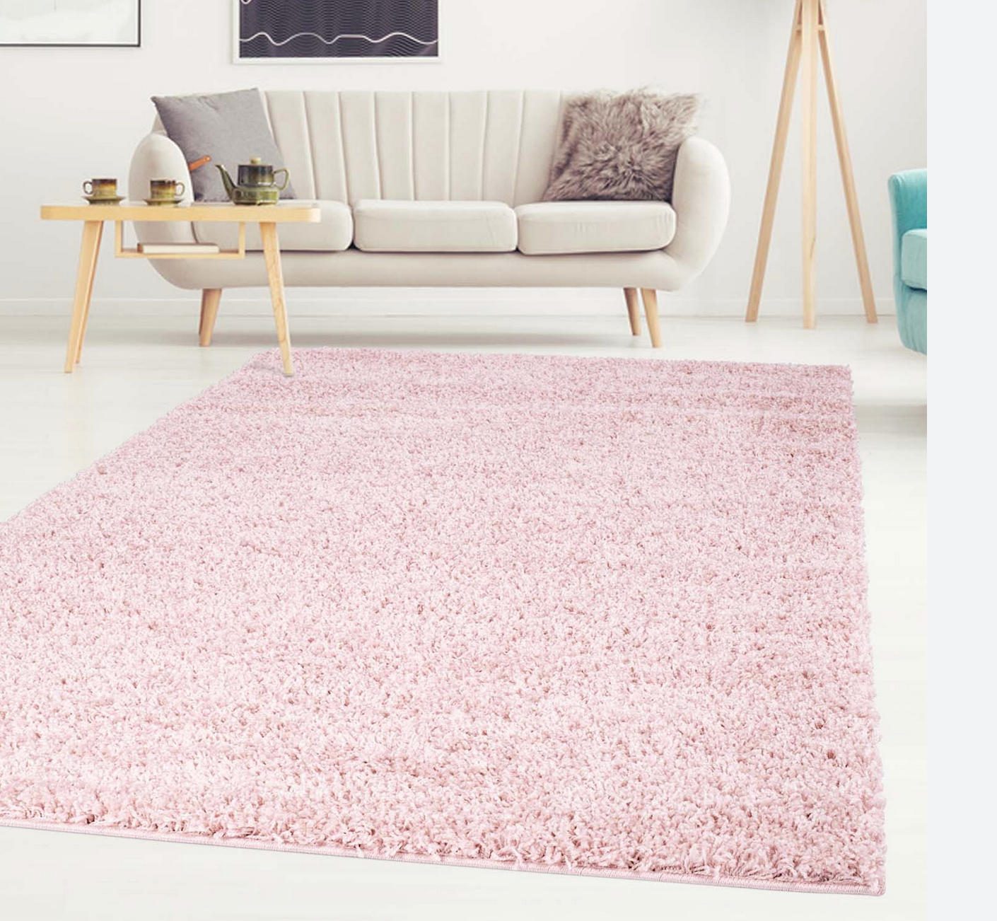 ✅ TAPIS SHAGGY UNI ROSE (Dimensions: 4m x 5m)