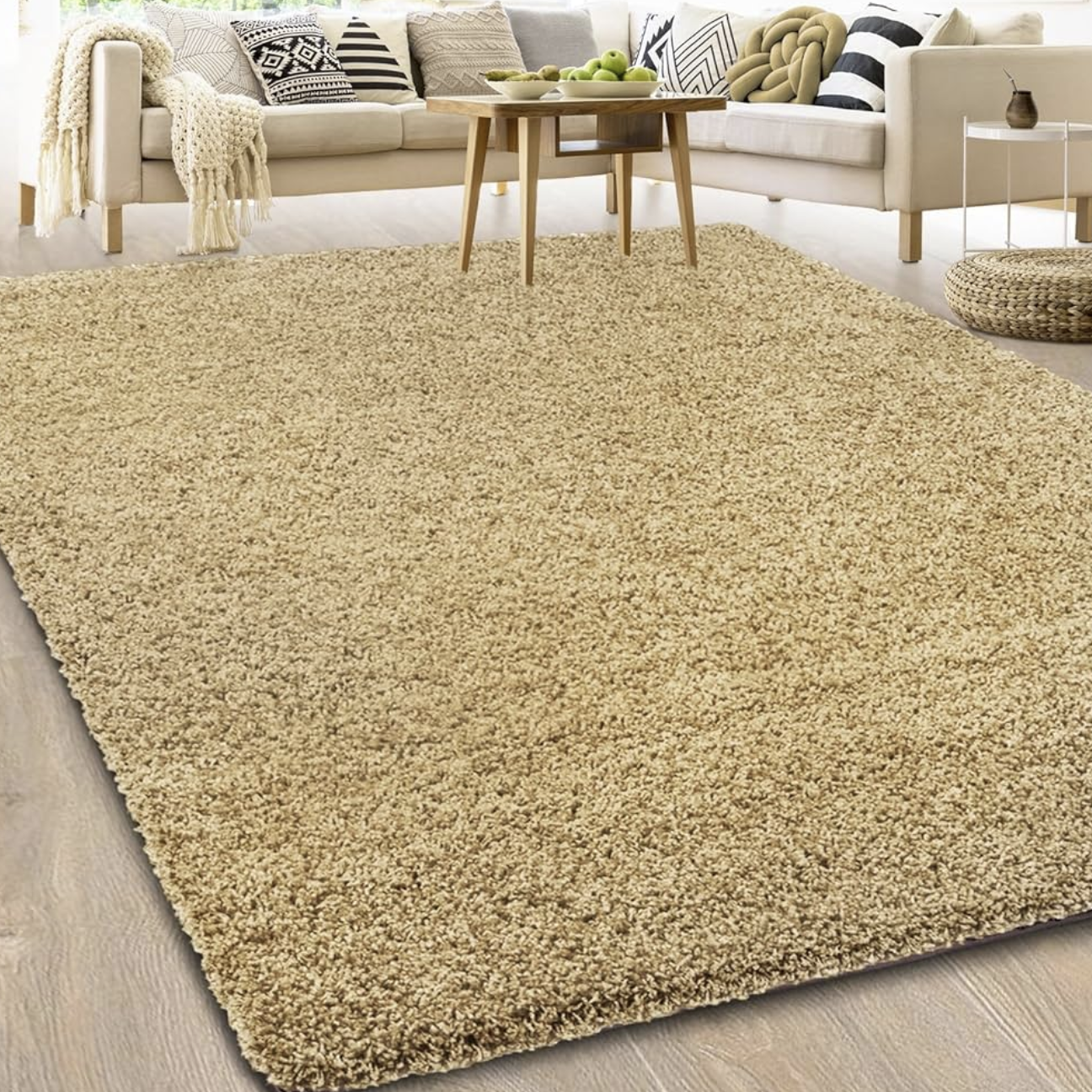 ✅ TAPIS SHAGGY UNI GOLD (Dimensions: 2m x 3m)