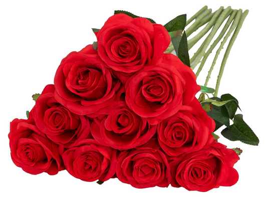 ✅ Bouquet de 10 roses artificielles rose rouge