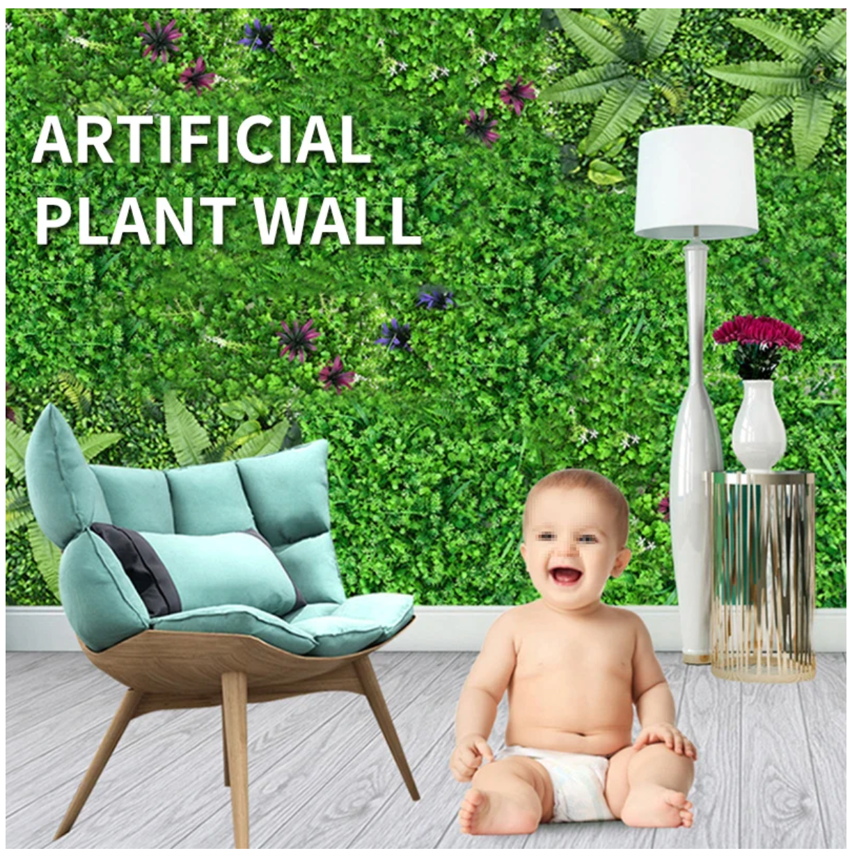 ✅ PANNEAU POUR MUR VEGETAL ARTIFICIEL DECORATIF 60 cm x 40 cm