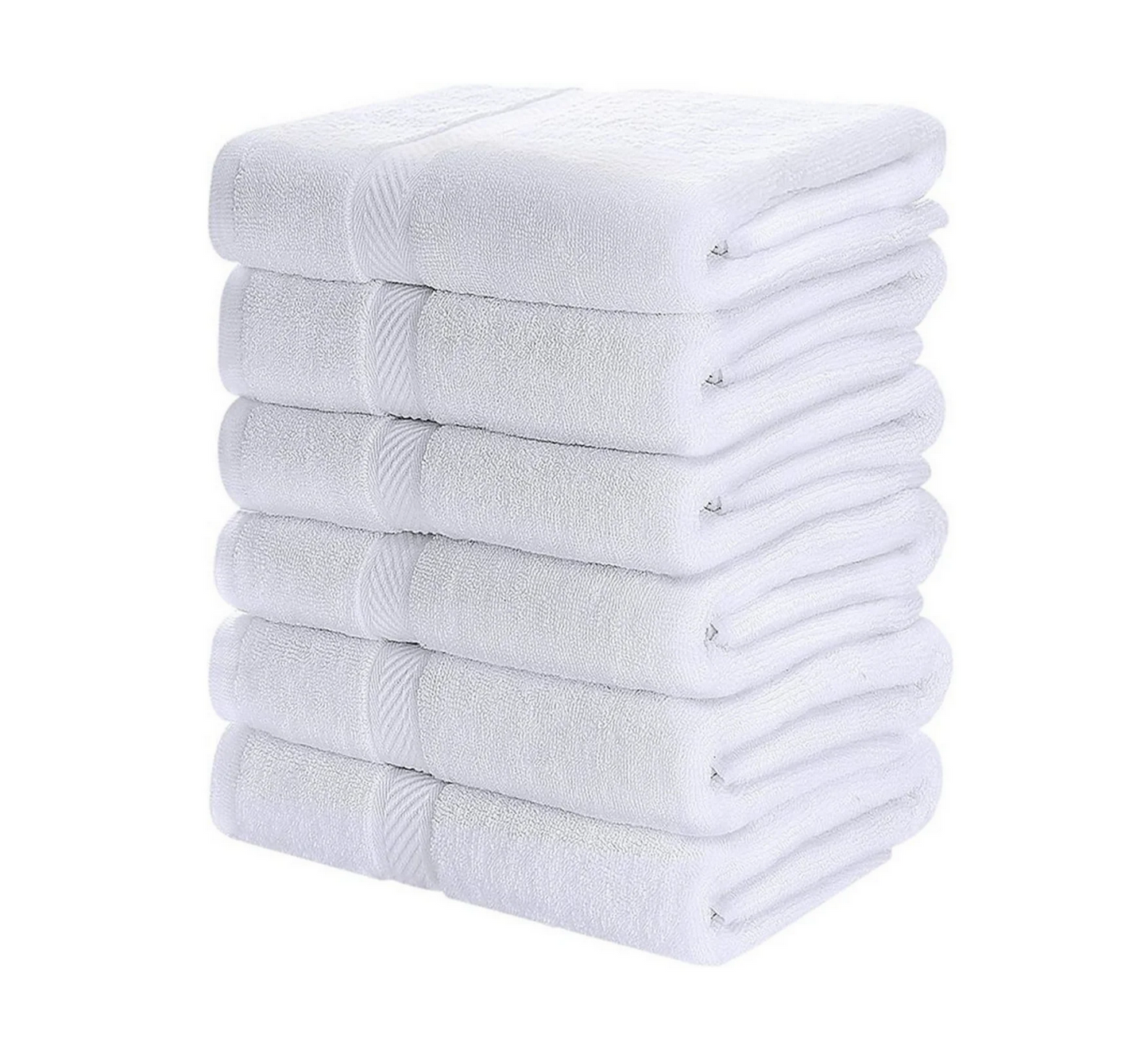 ✅ Pack de 06 Serviettes 100 % coton Couleur Blanche (70 cm x 130 cm)