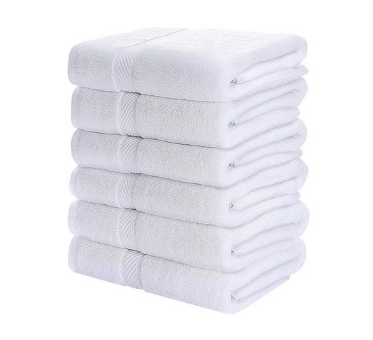 ✅ Pack de 06 Serviettes 100 % coton Couleur Blanche (90 cm x 165 cm)