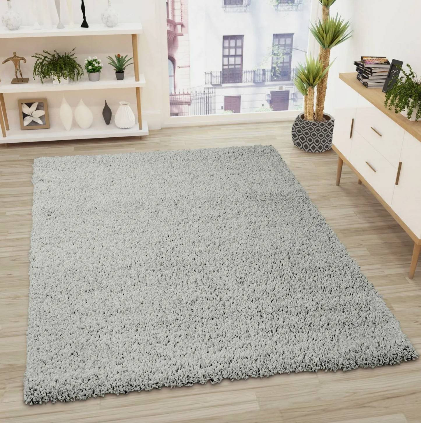 ✅ TAPIS SHAGGY UNI GRIS CLAIR (Dimensions: 2m x 3m)