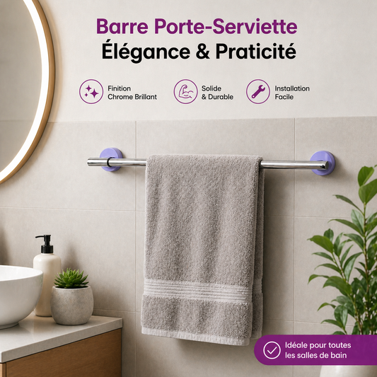✅ Barre Porte-Serviette Chrome Élégance 60 cm