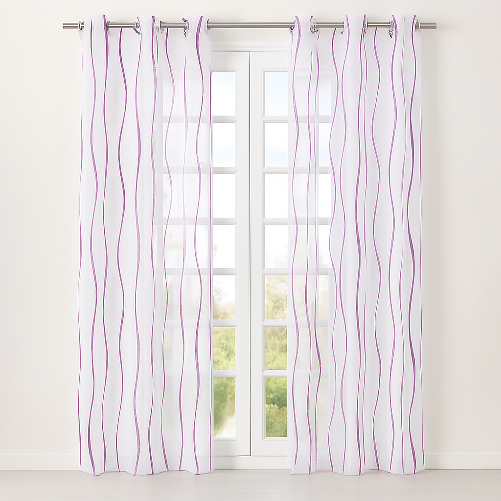 ✅ VOILAGE MOTIF VAGUE VIOLET L140 x H240 cm
