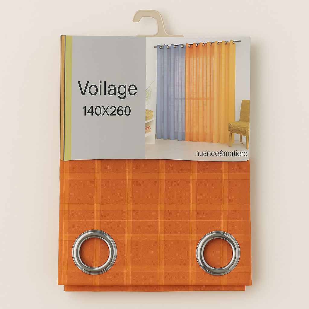 ✅ VOILAGE MOTIF RECTANGLE ORANGE L140 x H260 cm