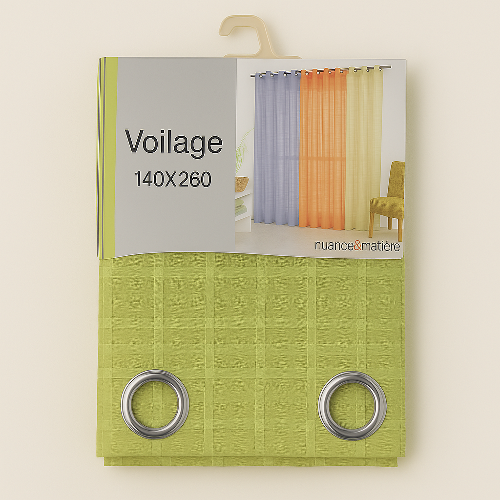 ✅ VOILAGE MOTIF RECTANGLE VERT L140 x H260 cm