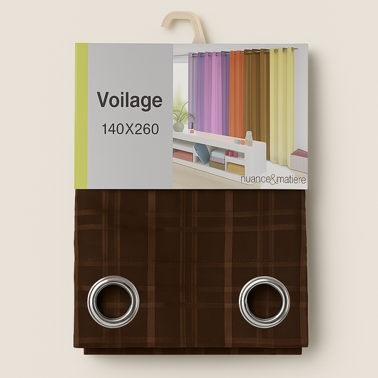 ✅ VOILAGE MOTIF RECTANGLE MARRON L140 x H260 cm