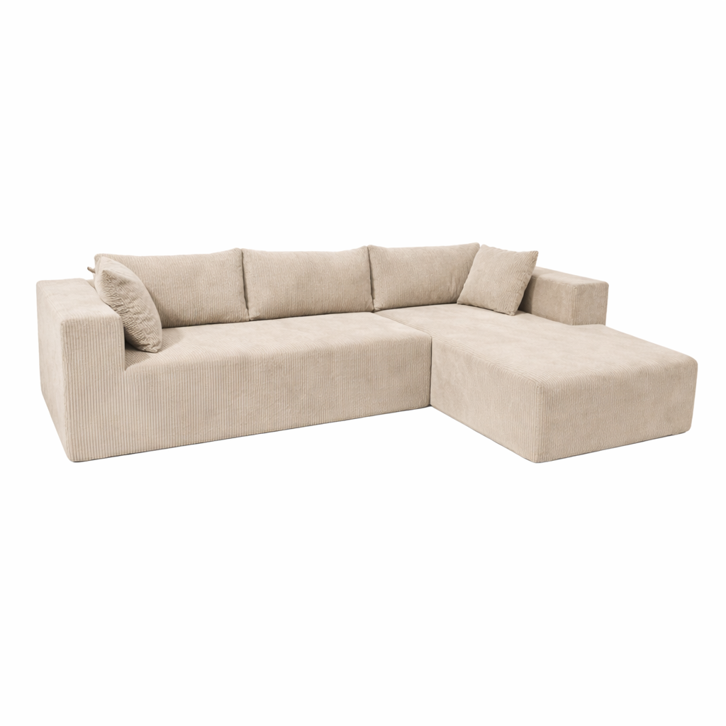 ✅ Canapé d’angle beige pour salon moderne (268*75*62 cm)