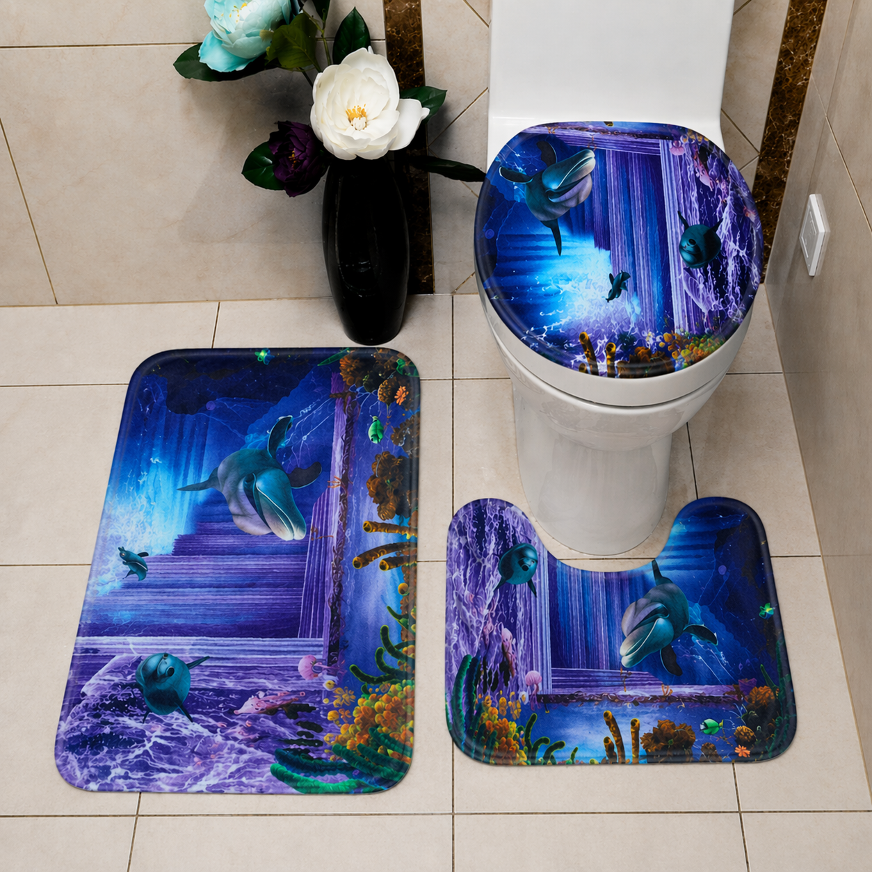 ✅ SET DE 03 PC TAPIS SALLE DE BAIN