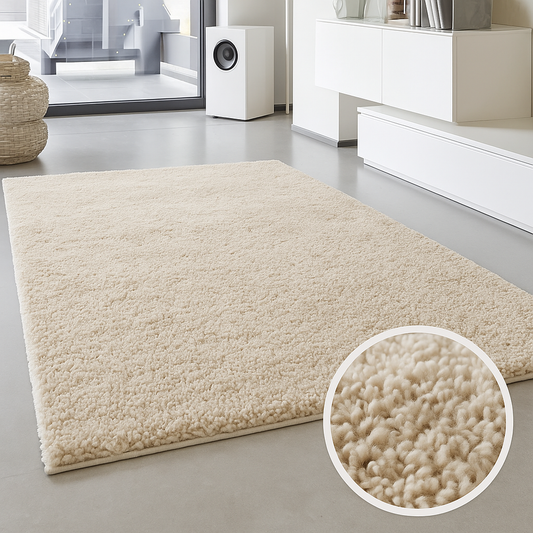 ✅ TAPIS SHAGGY UNI CAPPUCCINO (Dimensions: 1m x 2m)